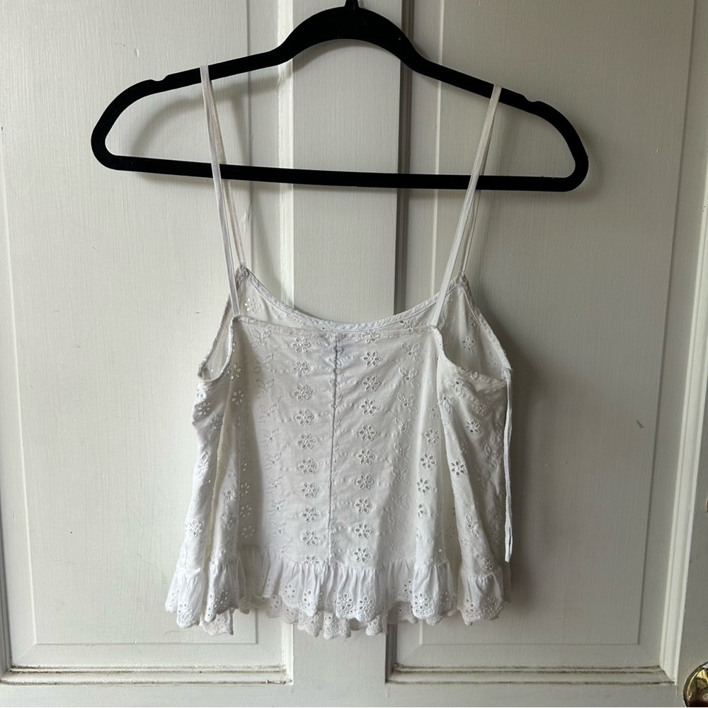 Zara White Eyelet Ruffle Cami - Picture 5 of 6